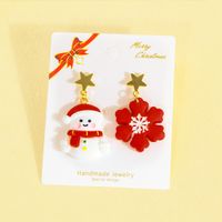 1 Pair Princess Sweet Santa Claus Little Bear Snowman Irregular Plastic Drop Earrings sku image 4