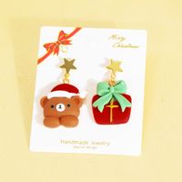 1 Pair Princess Sweet Santa Claus Little Bear Snowman Irregular Plastic Drop Earrings sku image 5