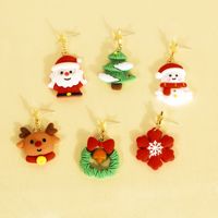 1 Pair Princess Sweet Santa Claus Little Bear Snowman Irregular Plastic Drop Earrings main image 1