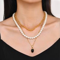 304 Stainless Steel 18K Gold Plated Retro Layered Plating Geometric Layered Necklaces main image 10