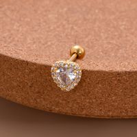 1 Piece Ear Cartilage Rings & Studs Elegant Sweet Round Water Droplets Heart Shape 316 Stainless Steel  Copper Plating Inlay Zircon sku image 8