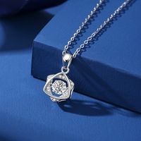 Simple Style Solid Color Sterling Silver Inlay Moissanite Zircon Pendant Necklace main image 1