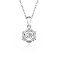 Simple Style Solid Color Sterling Silver Inlay Moissanite Zircon Pendant Necklace sku image 5