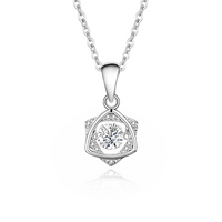 Simple Style Solid Color Sterling Silver Inlay Moissanite Zircon Pendant Necklace sku image 1