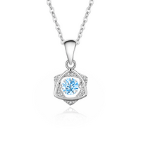 Simple Style Solid Color Sterling Silver Inlay Moissanite Zircon Pendant Necklace sku image 3