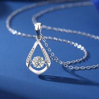 Simple Style Solid Color Sterling Silver Inlay Moissanite Zircon Pendant Necklace main image video