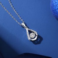 Simple Style Solid Color Sterling Silver Inlay Moissanite Zircon Pendant Necklace main image 4