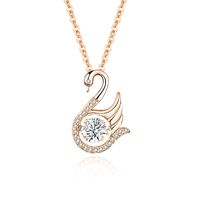 Simple Style Swan Sterling Silver Inlay Moissanite Zircon Pendant Necklace main image 2