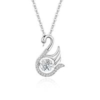 Simple Style Swan Sterling Silver Inlay Moissanite Zircon Pendant Necklace sku image 5