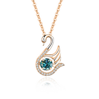 Simple Style Swan Sterling Silver Inlay Moissanite Zircon Pendant Necklace sku image 8