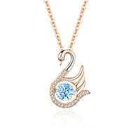 Simple Style Swan Sterling Silver Inlay Moissanite Zircon Pendant Necklace sku image 4
