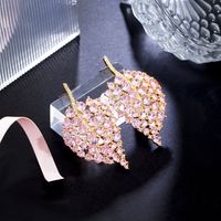 1 Pair Romantic Classic Style Leaf Plating Inlay Copper Zircon Rhodium Plated Silver Plated Ear Studs main image 5