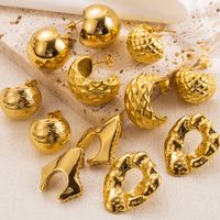 1 Pair Vintage Style Formal Simple Style Solid Color Plating Stainless Steel 18k Gold Plated Ear Studs main image 1