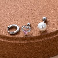 1 Piece Ear Cartilage Rings & Studs Casual Round Water Droplets Heart Shape 316 Stainless Steel  Copper Plating Inlay Zircon main image 3