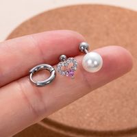 1 Piece Ear Cartilage Rings & Studs Casual Round Water Droplets Heart Shape 316 Stainless Steel  Copper Plating Inlay Zircon main image 6