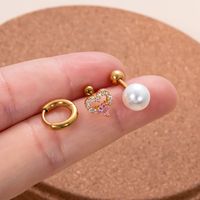 1 Piece Ear Cartilage Rings & Studs Casual Round Water Droplets Heart Shape 316 Stainless Steel  Copper Plating Inlay Zircon main image 4