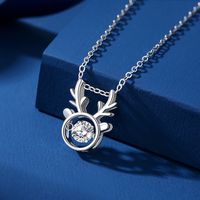 Simple Style Antlers Sterling Silver Inlay Moissanite Zircon Pendant Necklace main image 1