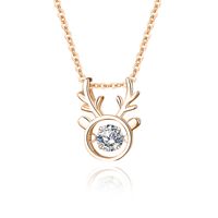 Simple Style Antlers Sterling Silver Inlay Moissanite Zircon Pendant Necklace main image 2