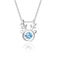 Simple Style Antlers Sterling Silver Inlay Moissanite Zircon Pendant Necklace sku image 3