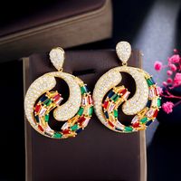 1 Pair Casual Romantic Commute Geometric Round Water Droplets Plating Inlay Copper Zircon Rhodium Plated Silver Plated Drop Earrings main image 6