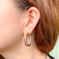 1 Pair Rock Ethnic Style Semicircle Plating Inlay Copper Zircon 14k Gold Plated Rhodium Plated Ear Studs main image 3