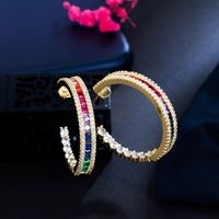 1 Pair Rock Ethnic Style Semicircle Plating Inlay Copper Zircon 14k Gold Plated Rhodium Plated Ear Studs main image 8