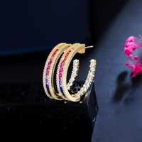 1 Pair Rock Ethnic Style Semicircle Plating Inlay Copper Zircon 14k Gold Plated Rhodium Plated Ear Studs main image 9