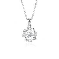 Simple Style Solid Color Sterling Silver Inlay Moissanite Zircon Pendant Necklace sku image 1