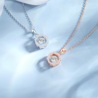 Simple Style Classic Style Solid Color Sterling Silver Inlay Moissanite Zircon Pendant Necklace main image 4