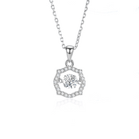 Simple Style Classic Style Solid Color Sterling Silver Inlay Moissanite Zircon Pendant Necklace sku image 1