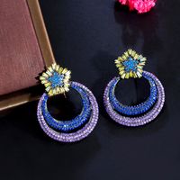 1 Pair Vintage Style Round Rainbow Bow Knot Plating Inlay Copper Zircon 14k Gold Plated Rhodium Plated Drop Earrings main image 6
