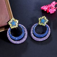 1 Pair Vintage Style Round Rainbow Bow Knot Plating Inlay Copper Zircon 14k Gold Plated Rhodium Plated Drop Earrings main image 8