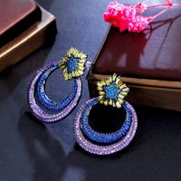 1 Pair Vintage Style Round Rainbow Bow Knot Plating Inlay Copper Zircon 14k Gold Plated Rhodium Plated Drop Earrings main image 1