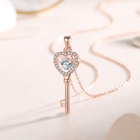 Simple Style Key Sterling Silver Inlay Moissanite Zircon Pendant Necklace main image 4