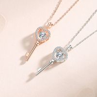 Simple Style Key Sterling Silver Inlay Moissanite Zircon Pendant Necklace main image video