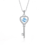 Simple Style Key Sterling Silver Inlay Moissanite Zircon Pendant Necklace sku image 2