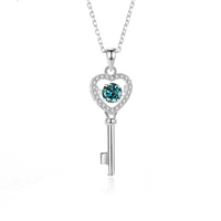 Simple Style Key Sterling Silver Inlay Moissanite Zircon Pendant Necklace sku image 6