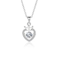 Simple Style Heart Shape Crown Sterling Silver Inlay Moissanite Zircon Pendant Necklace main image 2