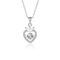 Simple Style Heart Shape Crown Sterling Silver Inlay Moissanite Zircon Pendant Necklace sku image 1