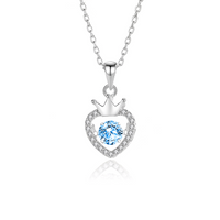 Simple Style Heart Shape Crown Sterling Silver Inlay Moissanite Zircon Pendant Necklace sku image 3