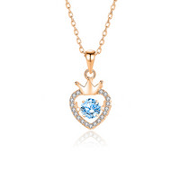 Simple Style Heart Shape Crown Sterling Silver Inlay Moissanite Zircon Pendant Necklace sku image 4