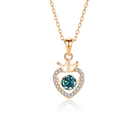 Simple Style Heart Shape Crown Sterling Silver Inlay Moissanite Zircon Pendant Necklace sku image 7