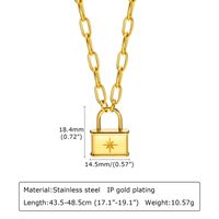 304 Stainless Steel 18K Gold Plated IG Style Streetwear Layered Plating Inlay Lock Zircon Pendant Necklace main image 3
