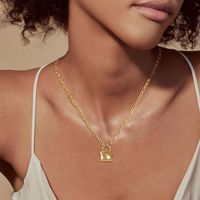 304 Stainless Steel 18K Gold Plated IG Style Streetwear Layered Plating Inlay Lock Zircon Pendant Necklace main image 2