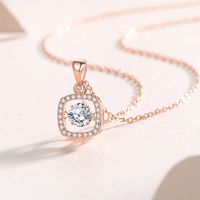 Simple Style Solid Color Sterling Silver Inlay Moissanite Zircon Pendant Necklace main image 5