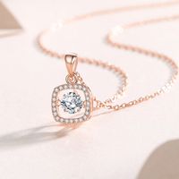 Simple Style Solid Color Sterling Silver Inlay Moissanite Zircon Pendant Necklace main image video