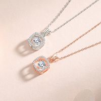 Simple Style Solid Color Sterling Silver Inlay Moissanite Zircon Pendant Necklace main image 4