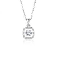 Simple Style Solid Color Sterling Silver Inlay Moissanite Zircon Pendant Necklace sku image 1