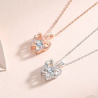 Simple Style Butterfly Sterling Silver Inlay Moissanite Zircon Pendant Necklace main image 4