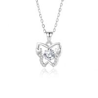 Simple Style Butterfly Sterling Silver Inlay Moissanite Zircon Pendant Necklace main image 2